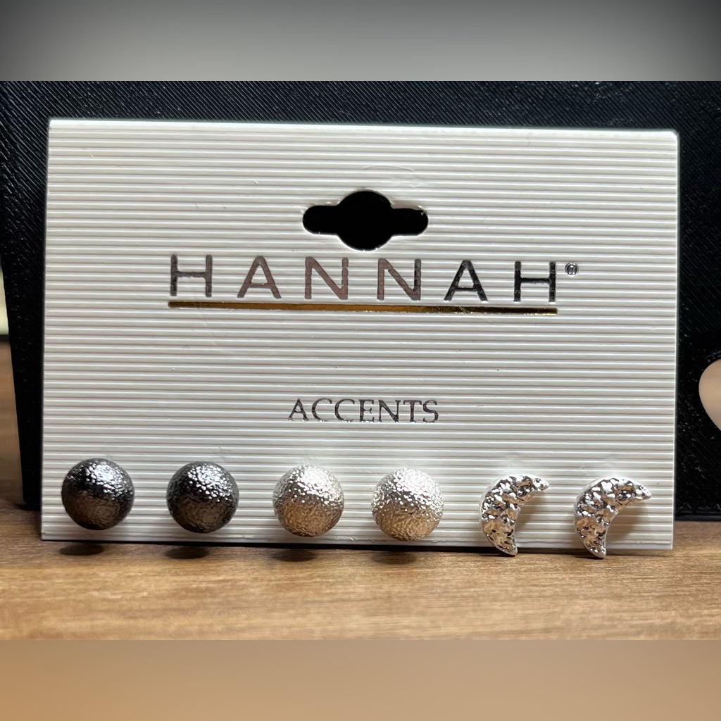 Set Of 3 Pair Of Hannah Silver And Gray Accent Earrings